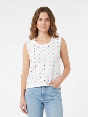 Vintage Irene Allison Y2K Cotton Top colored Polka Dots Retro Grandma Size Large